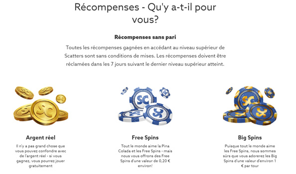 Scatters casino programme fidélité